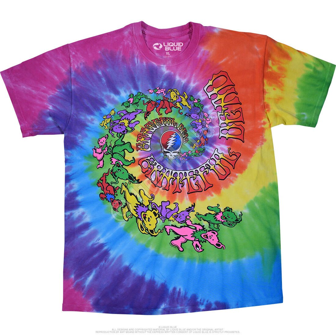 GRATEFUL DEAD-SPIRAL TRIPPY BEARS TIE DYE T-SHIRT S-M-L-XL