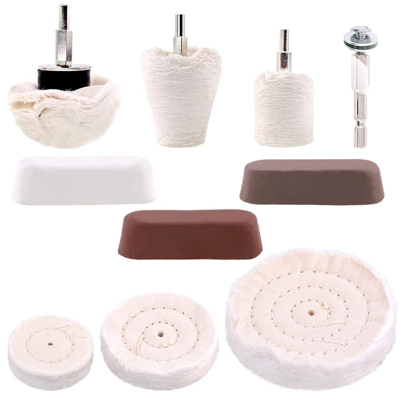10Pcs Buffing Pads Mop Wheel Drill Polishing Wheel Kit Aluminum Stainless Steel