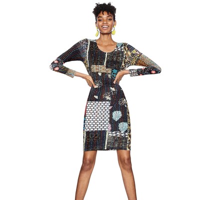 

Платье с поясом и длинными рукавами Desigual, разноцветный, средний, Multi