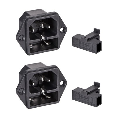 Panel Mount Plug Adapter AC 250V 10A C14 3Pins IEC Inlet Module Plug  2pcs