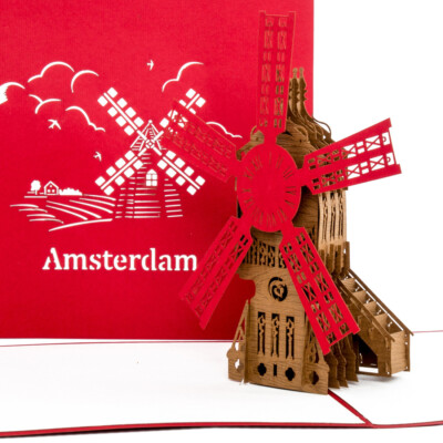 Pop Up Karte ''Amsterdam - Windmühle'' Geburtstagskarte, Einladung & Gutschein
