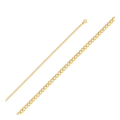 Pre-owned Wellingsale 14k Yellow Gold Solid 2mm Cuban Curb Chain Necklace
