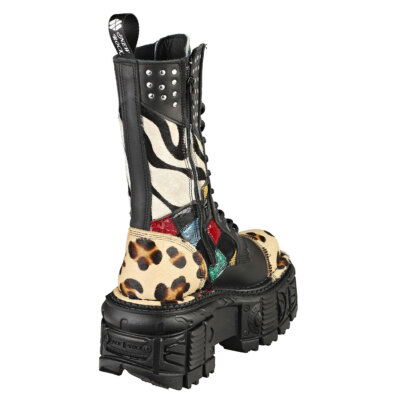NEW ROCK ROCK IMPERFECT M-MILI244-C1 UNISEX BLACK MULTICOLOUR STIEFEL PLATTFORM 37 EU