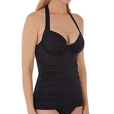 

Топ танкини на косточках Tommy Bahama Pearl Solids, черный, чашка S/D