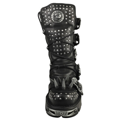 Pre-owned New Rock Rock Boot Metallic M-1535-s1 Unisex Platform Boots In Black Silver - 9.5 Us In Gray