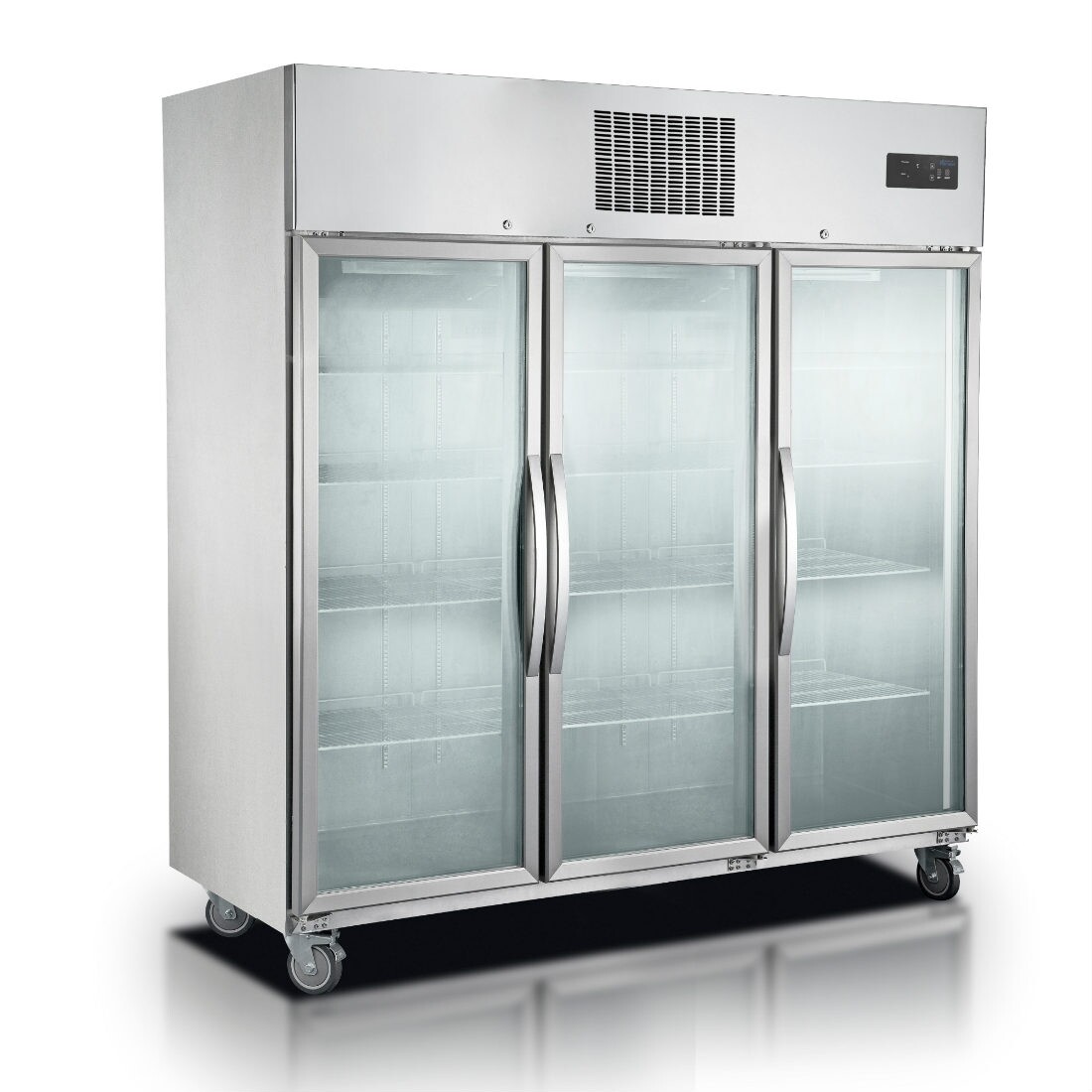 Triple Glass Door Stainless Steel 1500 L Upright Display Fridge