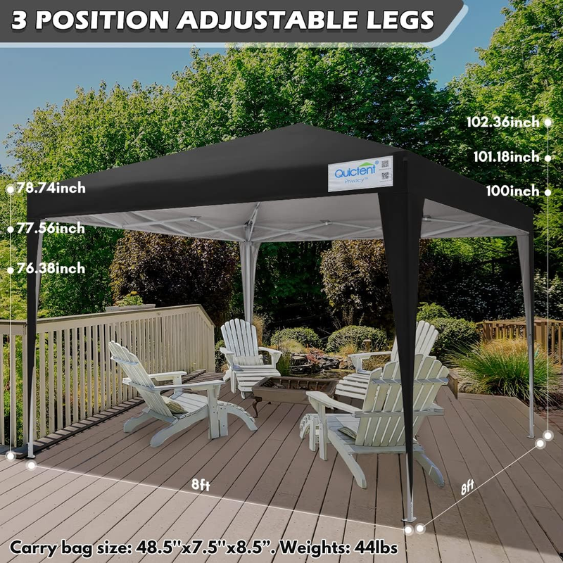 Quictent 8&rsquo;X8&rsquo; Easy Pop up Canopy Tent with Sidewalls Instant Outdoor Gazebo She