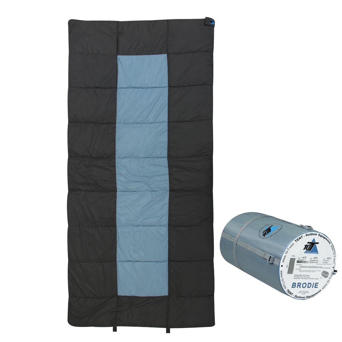 Schlafsack Brodie 200x100cm Deckenschlafsack Grau -13° wasserabweisend waschbar