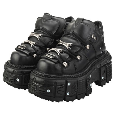 Pre-owned New Rock Rock M-tank106-c2 Unisex Platform Shoes In Black - 11 Us