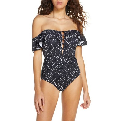 

Цельный купальник Tommy Bahama Sea Swell с открытыми плечами, черный,  лет