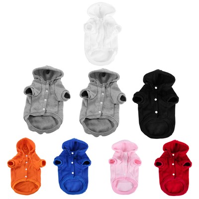 Polyester Dog Sweatshirt Hooded Hoody Pet Winter/Fall Clothes Warm Coat w Pocket