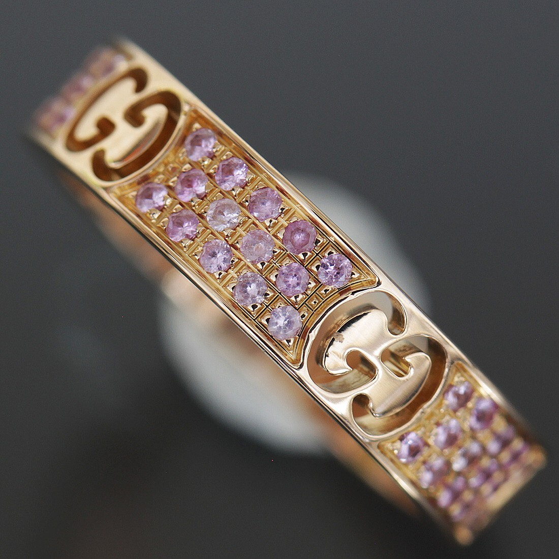 人気 GUCCI 1Pダイヤ ピンクGG柄 ゴールド 風防傷なし 人気 GUCCI 1P