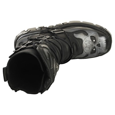 NEW ROCK ROCK BOOT METALLIC M-107-S2 UNISEX BLACK PLATFORM BOOTS - 9 UK