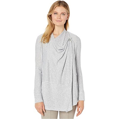 

Кардиган в полоску Jones New York Convertible Waterfall Front Джерси меланжевого цвета, Black/grey