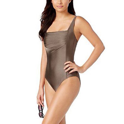 

Женский цельный купальник со складками Calvin Klein, бронзовый,  лет, Бронза