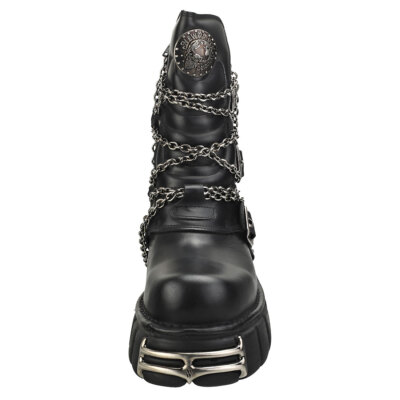 Pre-owned New Rock Rock Straps And Chains Unisex Platform Boots In Black - 8 Us