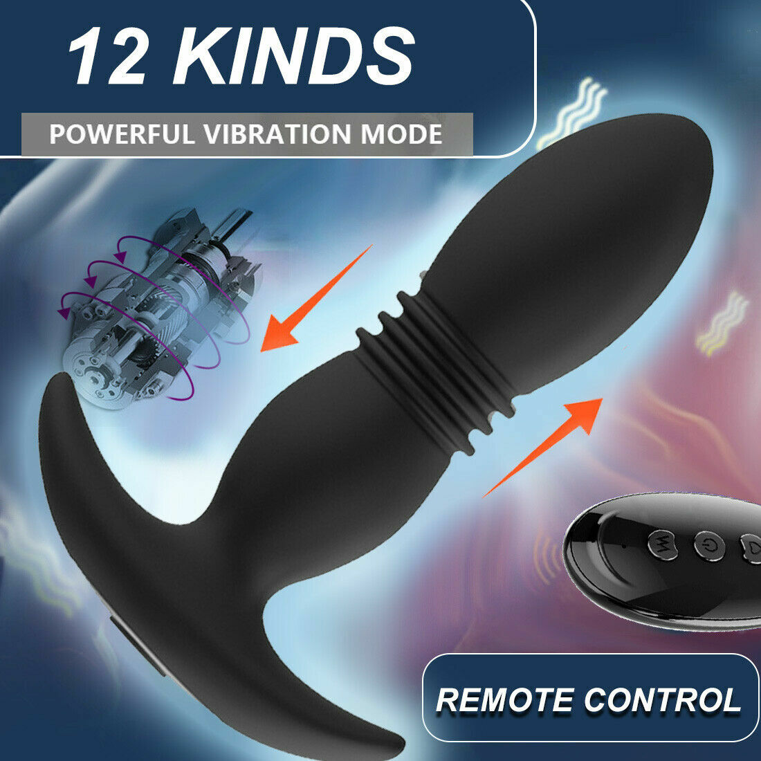 Telescopic Vibrator Anal Butt Plug Prostate Massage Thrusting Vibrating Sex Toys - Picture 10 of 11