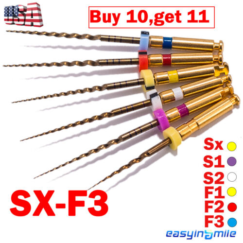 6pcs Dental Endo Rotary Files X-Pro Gold Taper SX-F3 25MM NITI root canal Files