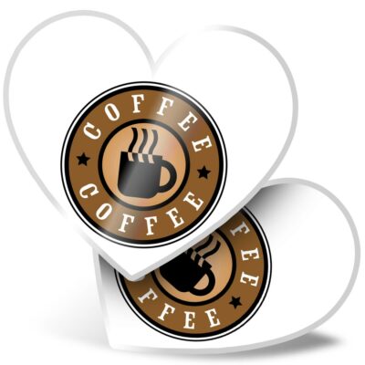 2 x Heart Stickers 15 cm - Coffee Lover Logo Cup Cafe Barista #4523