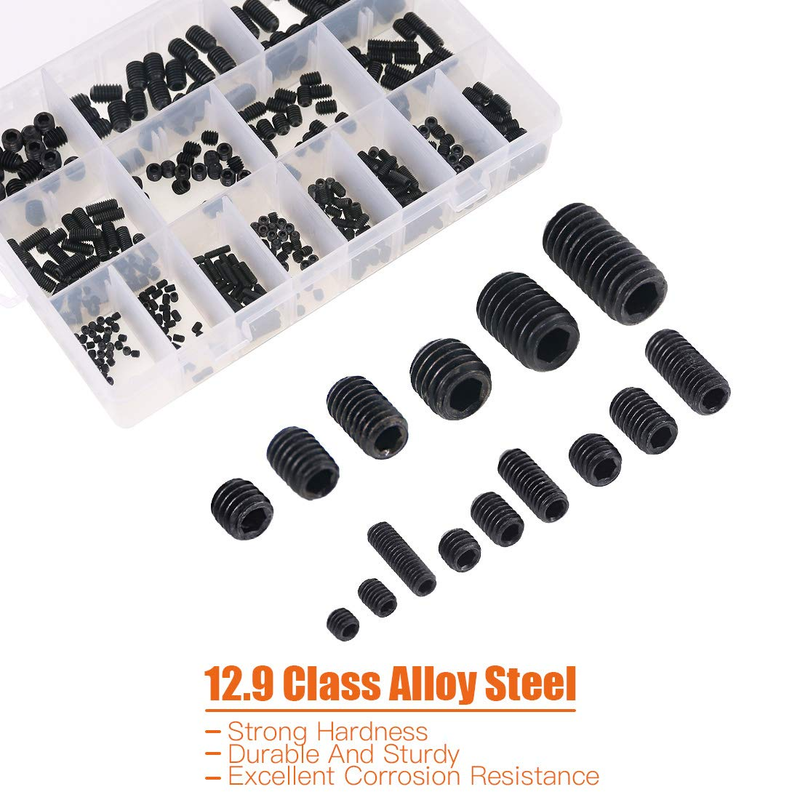 450Pcs M3/M4/M5/M6/M8 Allen Head Socket Hex Grub Screw Set Assortment Kit with I
