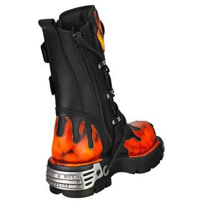 NEW ROCK ROCK METALLIC M-591-S16 UNISEX BLACK RED STIEFEL PLATTFORM - 45 EU