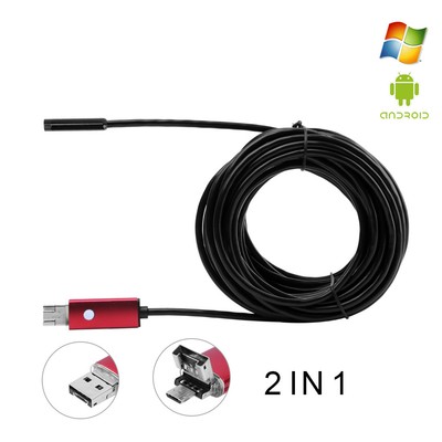 2in1 5.5mm Android PC Endoscope Waterproof Snake Borescope USB Inspection Camera