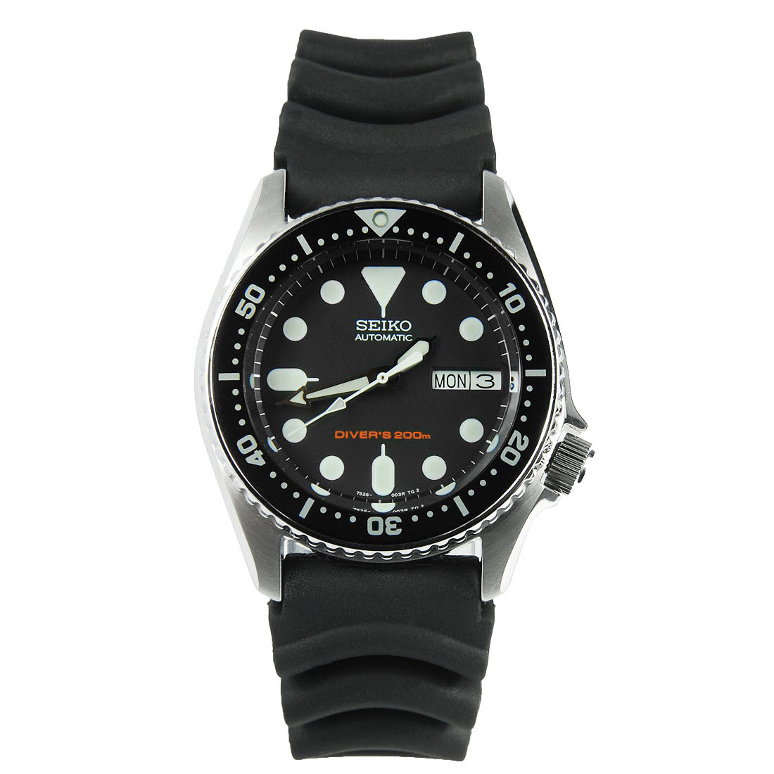 Pre-owned Seiko Skx013 Automatic Black Dial Stainless Steel 200m Divers Watch Skx013k1