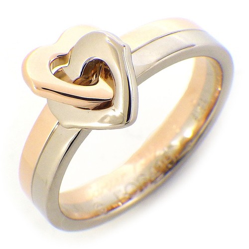 Cartier Ring Double Heart 2 Color 750 White Gold 750 Rose Gold