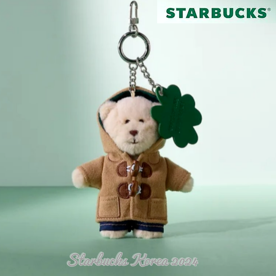 Starbucks Korea 2024 Lucky Bearista Key Chain + Clover Charm