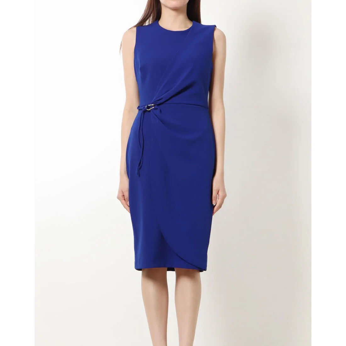 

НОВИНКА Элегантное синее платье-футляр без рукавов Calvin Klein Regatta с искусственным запахом, размер 4, Синий