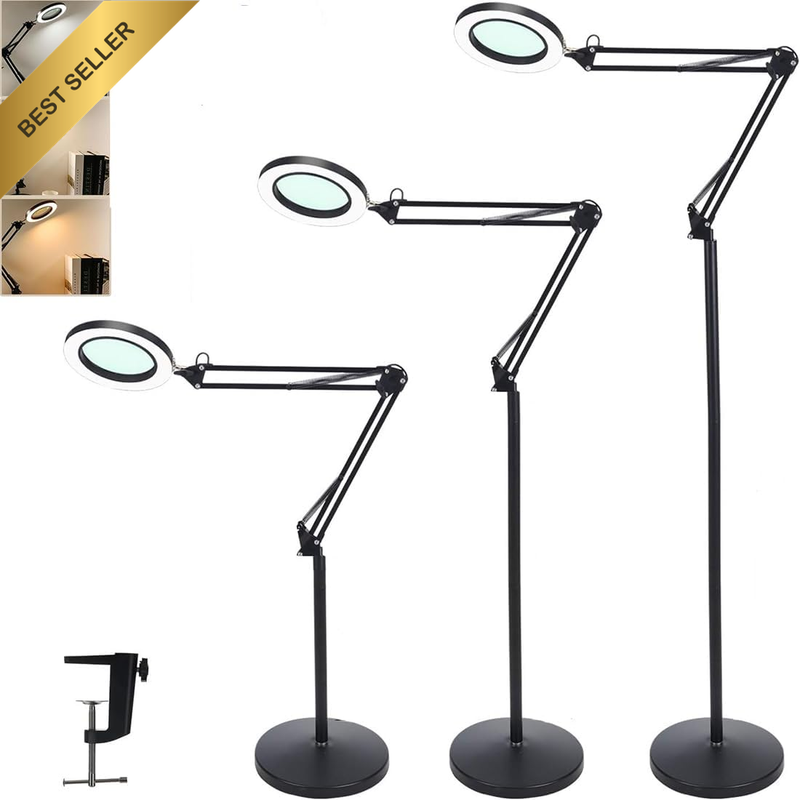 10X Magnifying Glass with Light and Stand, 3-In-1 Adjustable Swing Arm Magnifyin