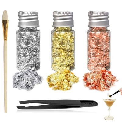 JAWUZ 3 Bottiglie Foglia Oro Alimentare Decorazione Torta Fai Da Te Clip P