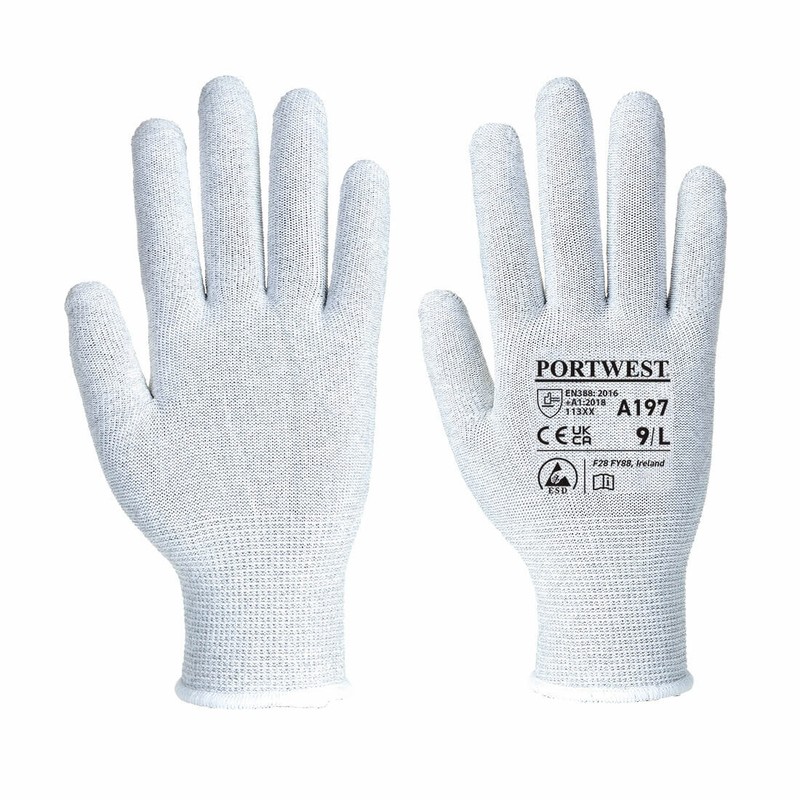 Gants Antistatiques Portwest A197 Gris 15 Gauge Esd Travail Faible Peluchage ***