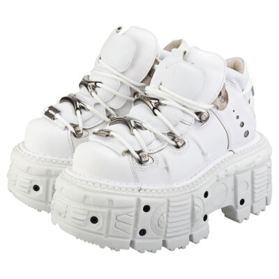 Pre-owned New Rock Rock M-tank106-c1 Unisex Platform Shoes In White - 8.5 Us
