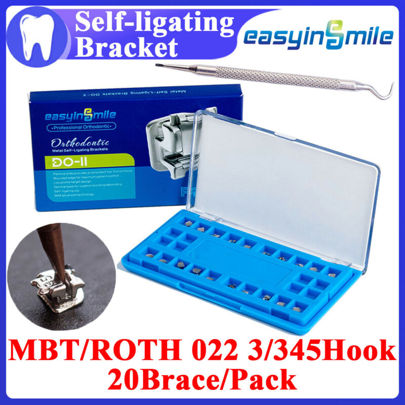 Easyinsmile Dental Self-ligating Brackets Orthodontic Metal Brace Roth/mbt &hook
