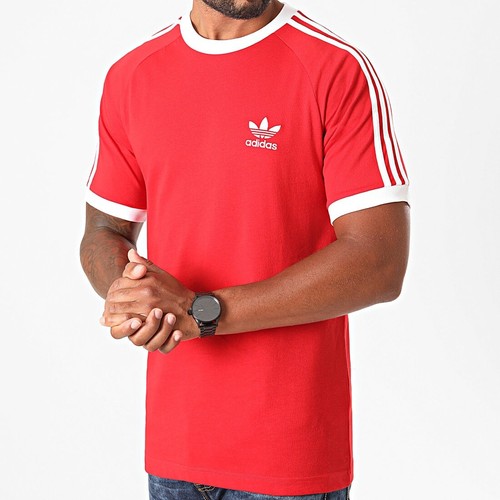 

Adidas Originals 3-полосная футболка мужская спортивная красная повседневная рубашка с коротким рукавом #547, Красный, Adidas Originals Essential