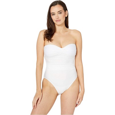 Женское цельнокроеное платье-бандо Athena Womens Solid Twist, белый, 14