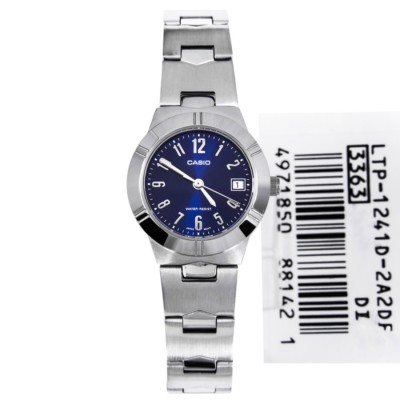 Casio New LTP-1241D-2A2 Blue Analog Womens Watch Date LTP-1241 Stainless Steel