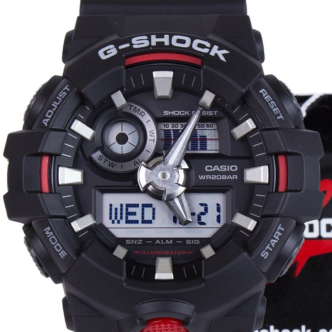 Casio G-Shock Mens Watch GA700-1A GA-700-1ADR Black Red Super Illuminator | eBay