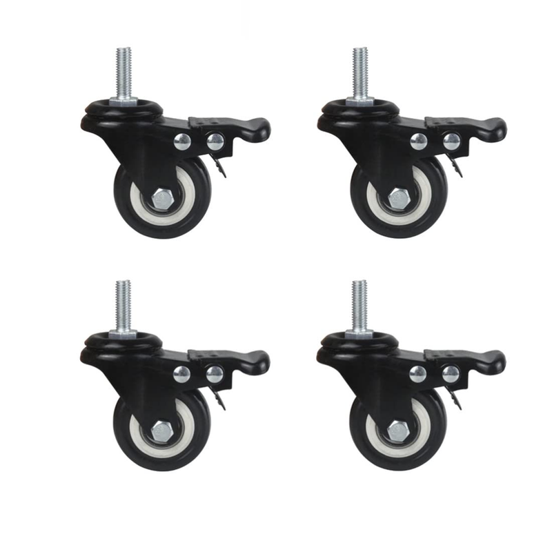 4Pcs 1.5 Inch Heavy Duty Caster Wheels Swivel Casters with Brake and M8 Threaded