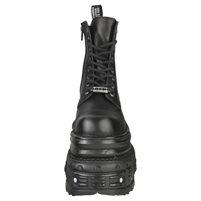 NEW ROCK ROCK M-MILI083CCT-C4 UNISEX BLACK PLATFORM BOOTS - 7.5 UK