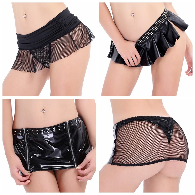 Sexy women short skirt thong