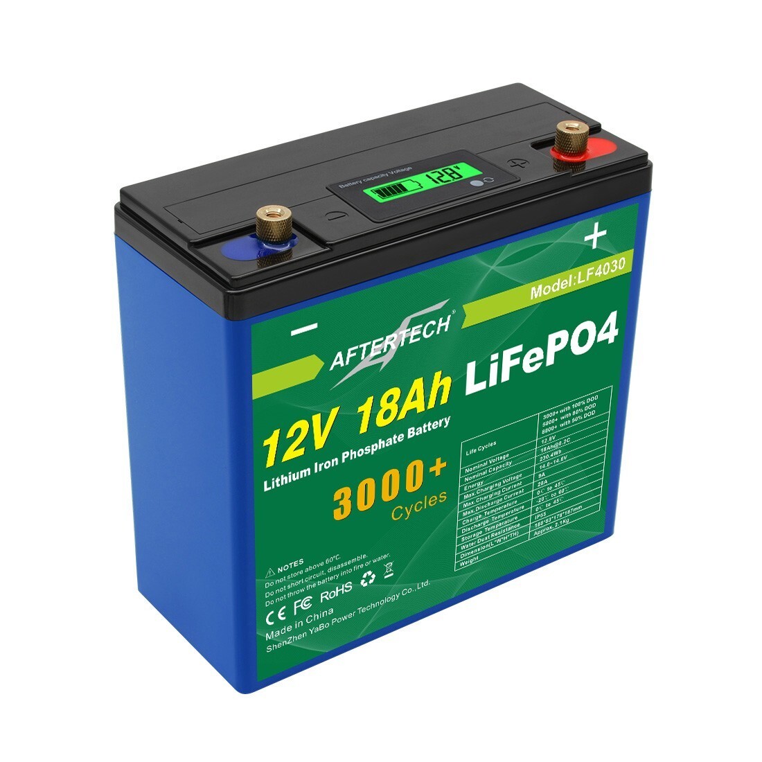 12V 18AH LIFEPO4 PACCO BATTERIA RICARICABILE LITIO FERRO FOSFATO