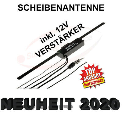 KFZ FM Autoradio Antenne Universal Scheibenantenne mit Verstärker