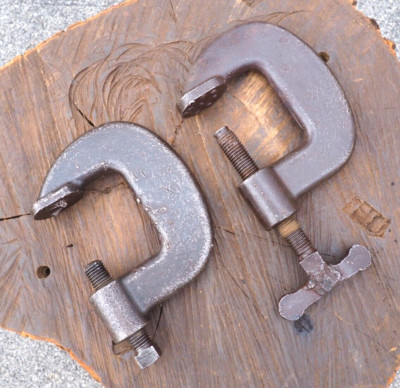 2PC 3'' BRIDGE C-CLAMP ''BILLINGS'' INDUSTRIAL WELDING HEAVY DUTY USA RR VISE ANVIL