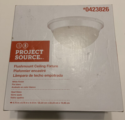 NIB Project Source Flush-mount Lite Fixture #0423826 M8A White Finish Opal Glass