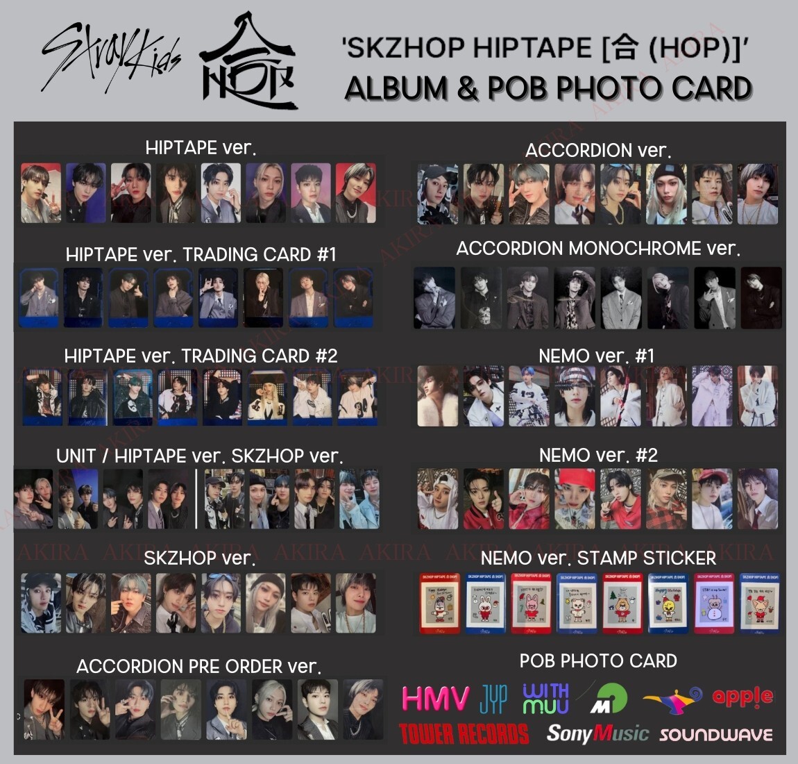 STRAY KIDS SKZHOP HIPTAPE 合(HOP) ALBUM PHOTO CARD JAPAN STRAY KIDS SKZHOP HIPTAPE 合(HOP) ALBUM PHOTO CARD JAPAN