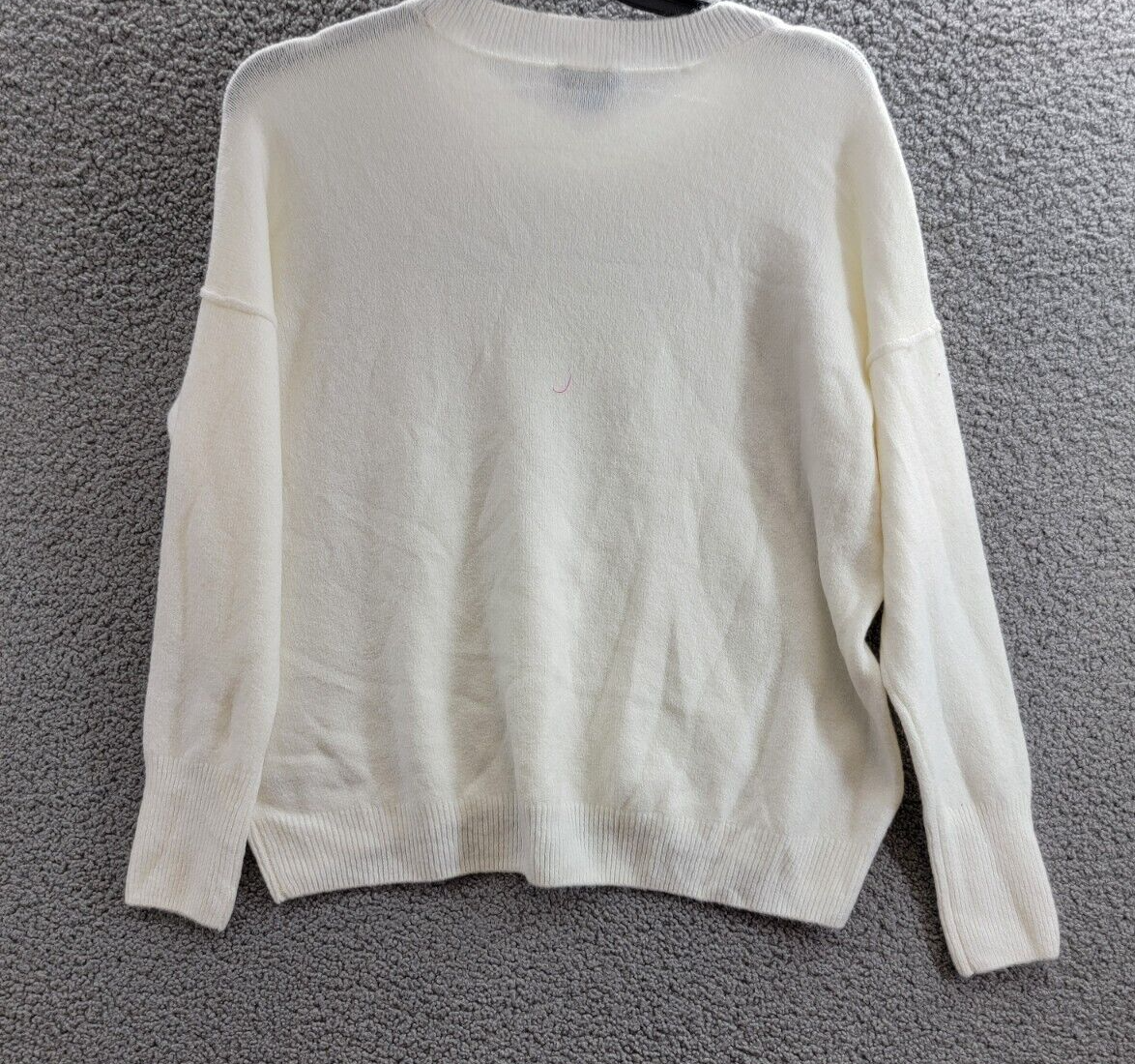 CeCe Cheers Crewneck Sweater Women's M Cream Solid Beaded Long Sleeve Pullover - Picture 10 of 15