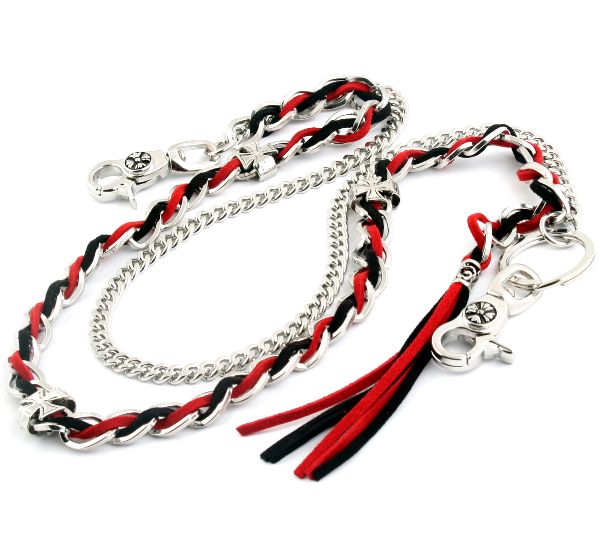 2 Row Link Black Red Suede EMO Biker Keychain Key Jean Wallet Chain (24.5") CS64 639112860259 eBay