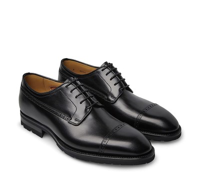 Pre-owned Fabi Flex Goodyear Derbies In Fine Calfskin In Nero